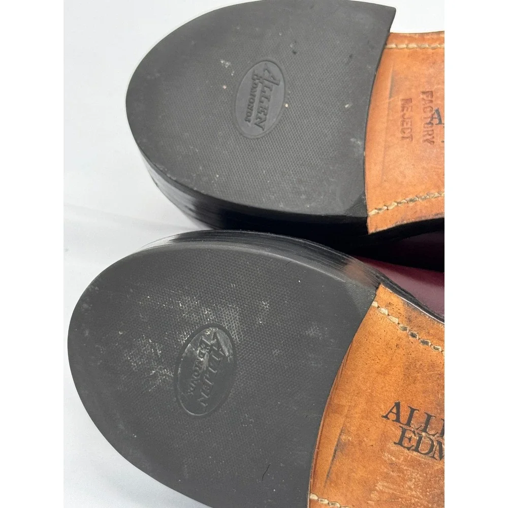 Allen Edmonds‎ Leeds Burgundy Leather Plain Toe Blucher Derby Mens 9.5 B 9548